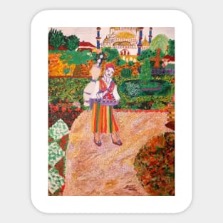 The Tea Seller Colorful Acrylic Artwork Sticker